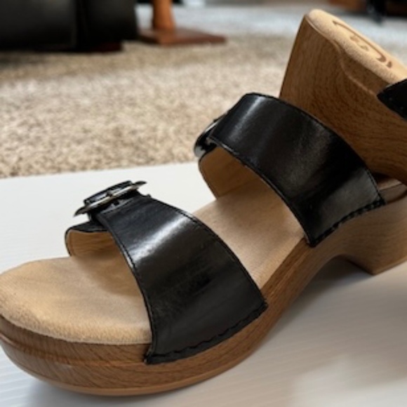 Dansko Sophie Black Leather Sandal Sz 37 - Picture 3 of 10